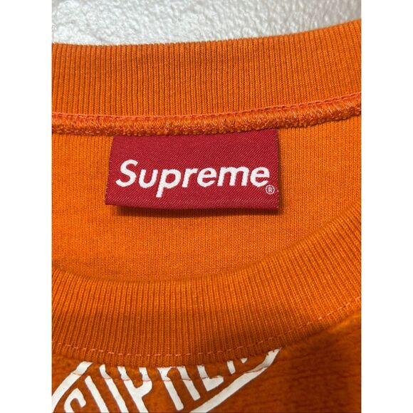 NWOT Supreme 2021 Collection Orange Liner Crewneck Sweatshirt Men's Medium - Picture 4 of 10
